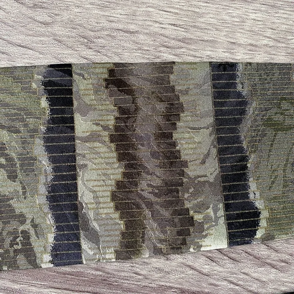 J. Ferrar Men's Necktie Silk Green Olive Artsy Abstract Satin Made in USA 56 x 4